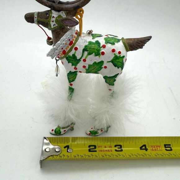 Vtg Patience Brewster Dash Away Vixen Reindeer Ornament w/ Box Feather Trim 7 in - Picture 14 of 15